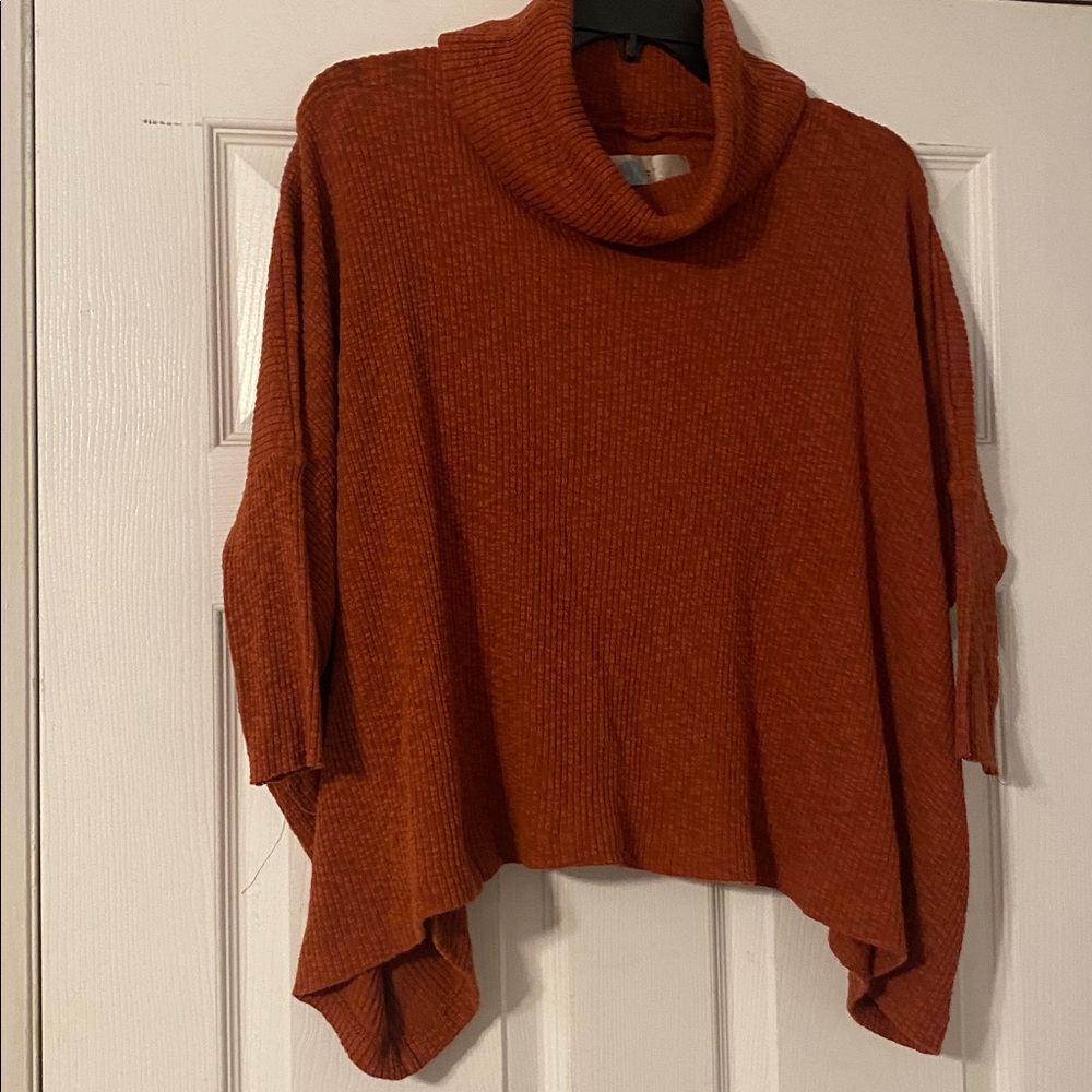 Cozy Ribbed Orange Turtleneck Sweater